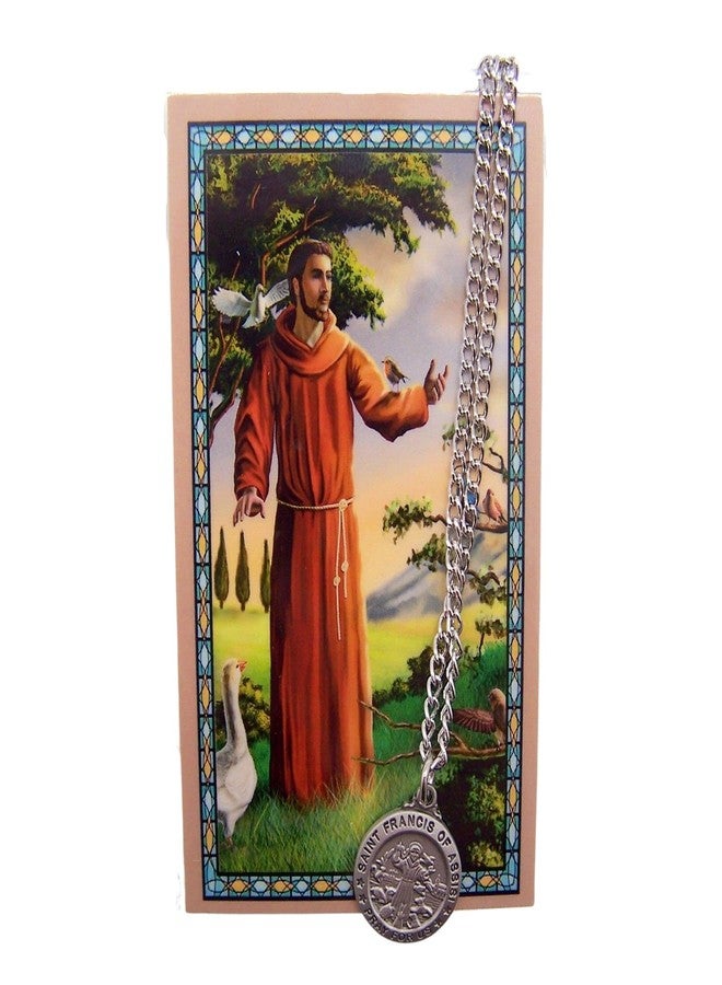 McVan, Inc. McVan St. Francis of Asssisi Pewter Medal Pendant with Prayer Card 3/4" - Image 1